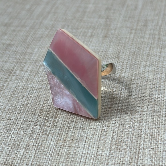 MCM Inlay Statement Ring VTG - Picture 3 of 5